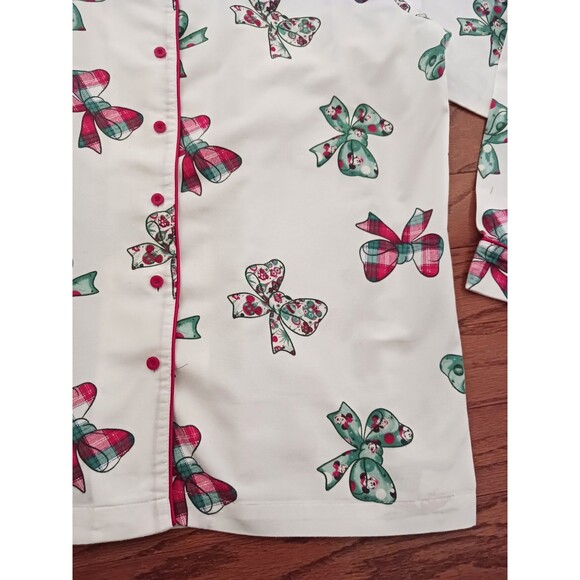 Disney Parks XMAS PJ Set Minnie Bows Cotton Flannel L/S Drawstring XL - Picture 3 of 9
